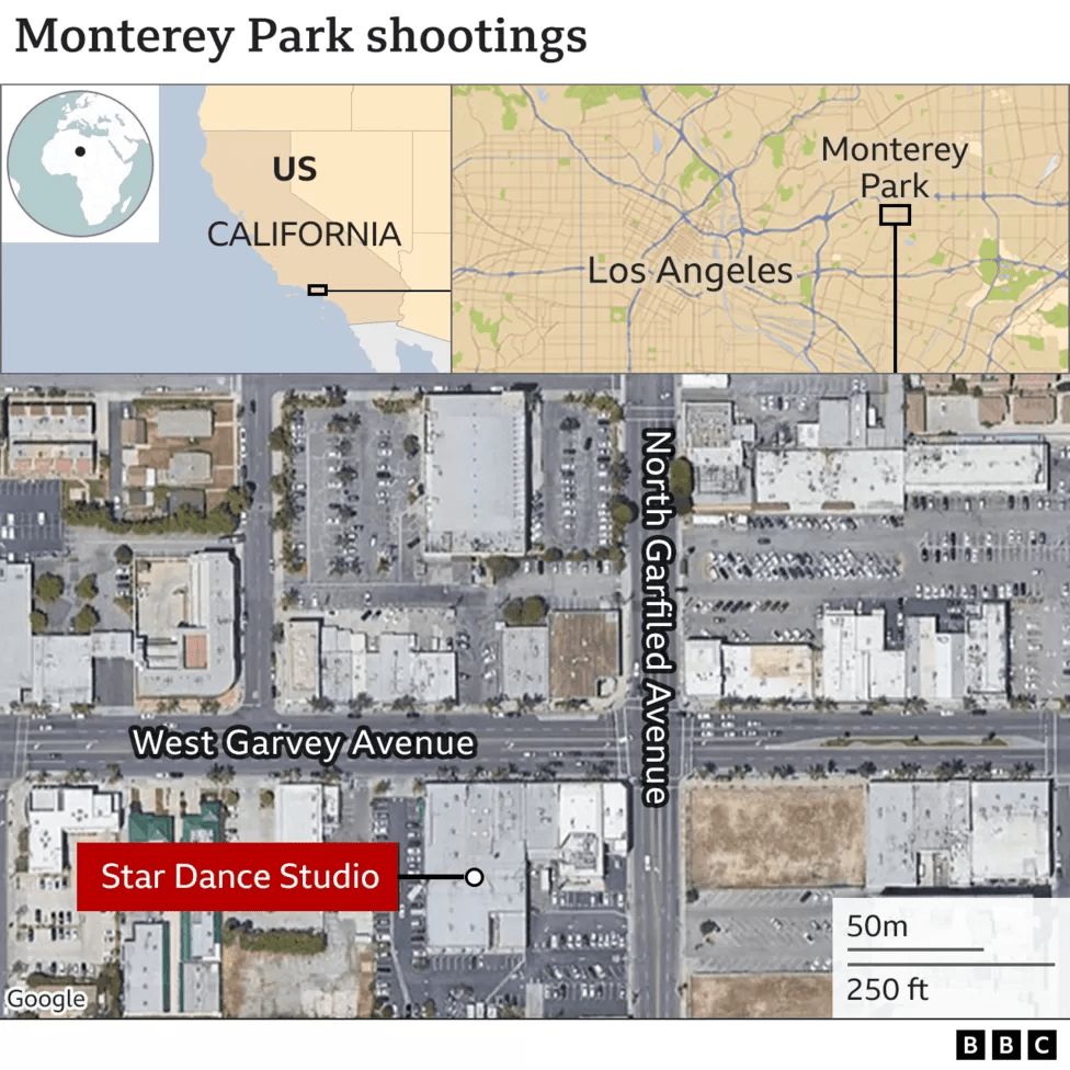美国洛杉矶枪击案事发地点。Google
