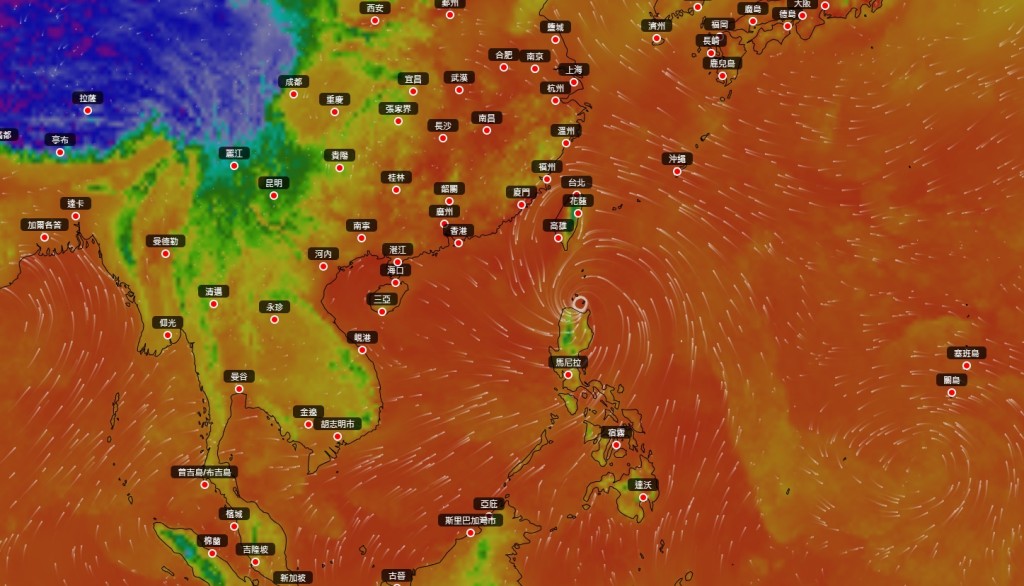 天文台「地球天气」预测，7月26日上午8时的状况。