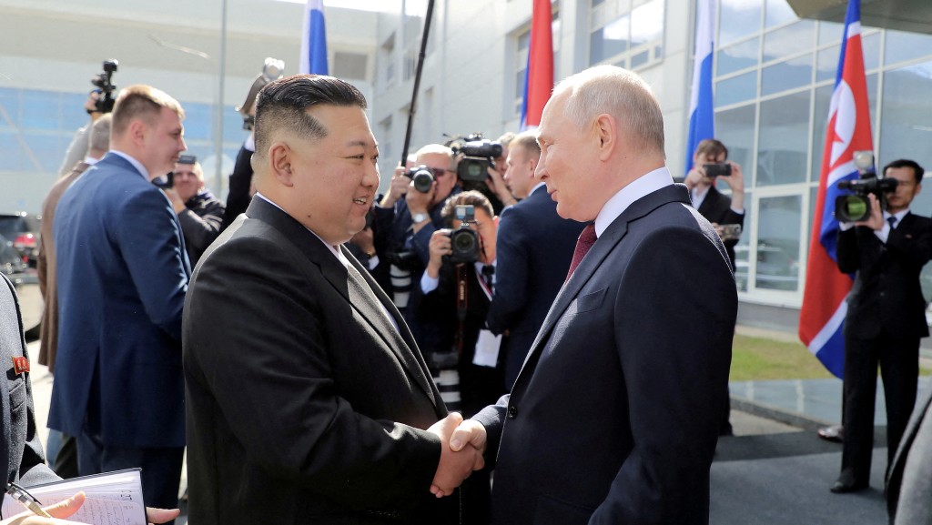 普京和金正恩2023年9月在俄罗斯远东会面。 路透社