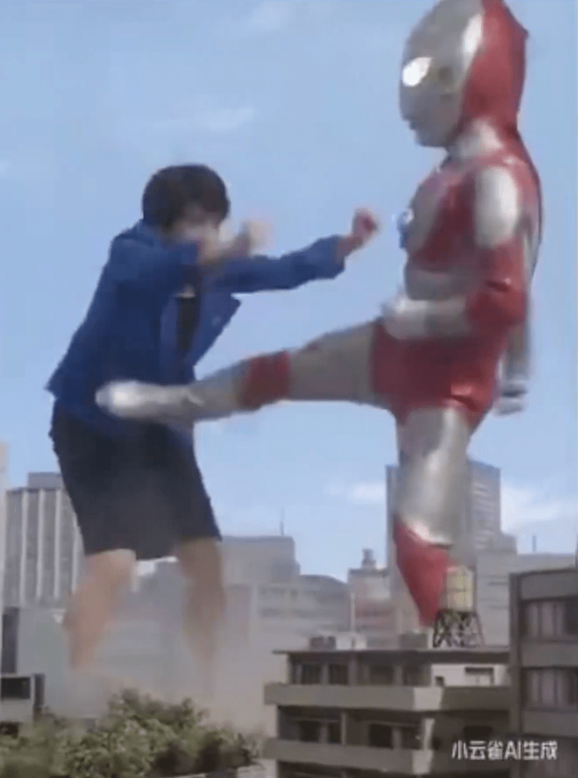 畫面中「超人吉田」將高市早苗擊倒。X@okidokidokia 畫面中「超人吉田」將高市早苗擊倒。X@okidokidokia