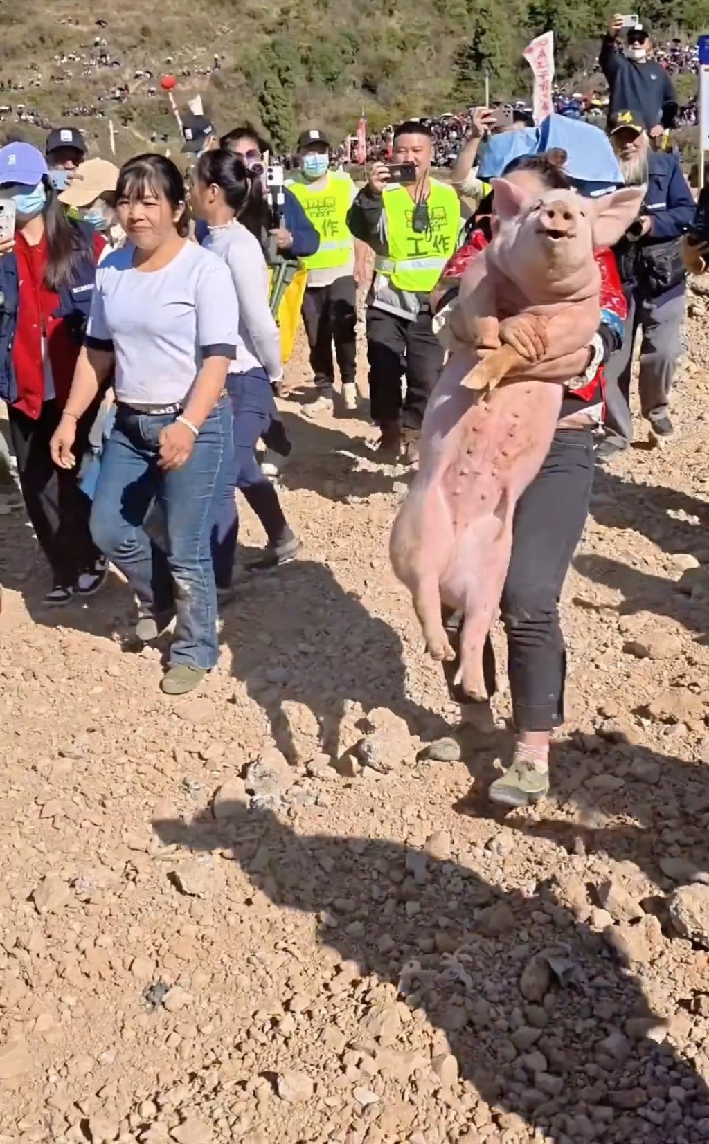 文鳳琴因頻頻抓豬成功而成為網紅。微博@《中國婦女報》 文鳳琴因頻頻抓豬成功而成為網紅。微博@《中國婦女報》