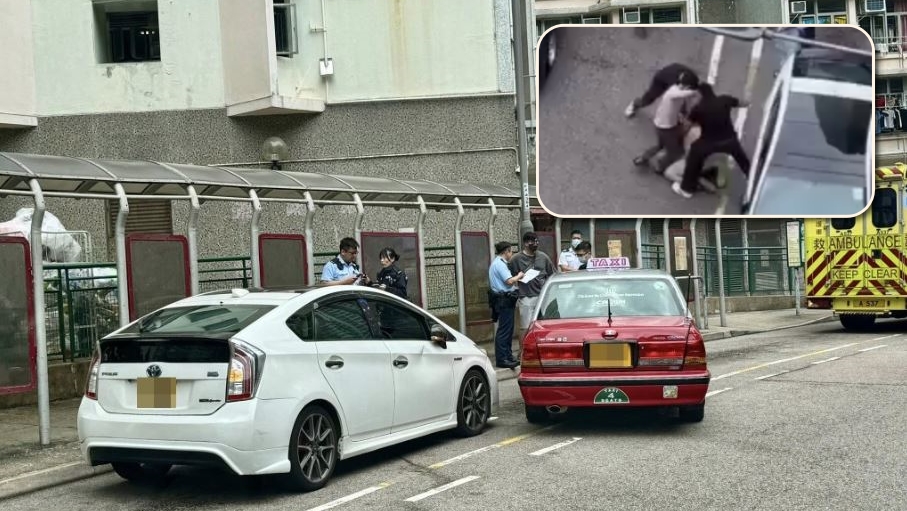 有片｜葵涌安蔭邨泊車問題爆爭執 的士司機與3南亞漢互毆被捕