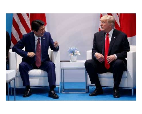特朗普今天與安倍晉三會面。AP
