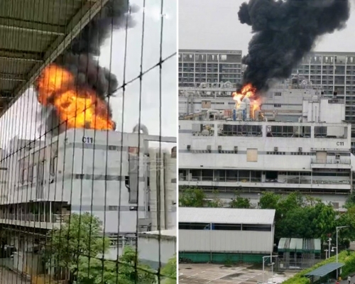 深圳富士康廠房起火傳爆炸聲。（網圖）