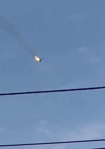 網片顯示，俄羅斯米格-31戰機空中起火。