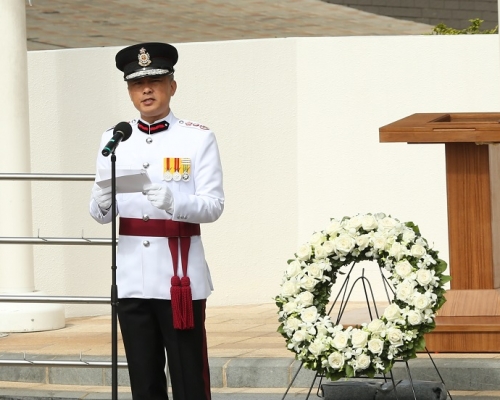 李建日在「消防處紀念日」儀式上致辭。政府新聞處圖