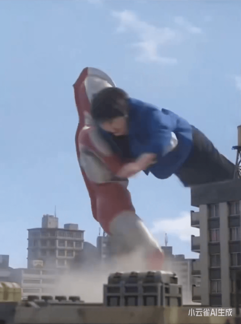 畫面中「超人吉田」將高市早苗擊倒。X@okidokidokia 畫面中「超人吉田」將高市早苗擊倒。X@okidokidokia