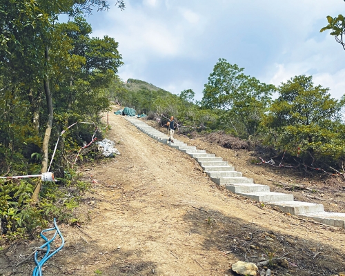 環團批評西貢大上托山徑開闢的範圍較石屎梯闊逾三點五倍，破壞植被。受訪者提供