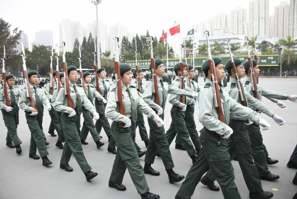 香港青少年军总会举行成立以来首次举办检阅仪式。杨伟亨摄