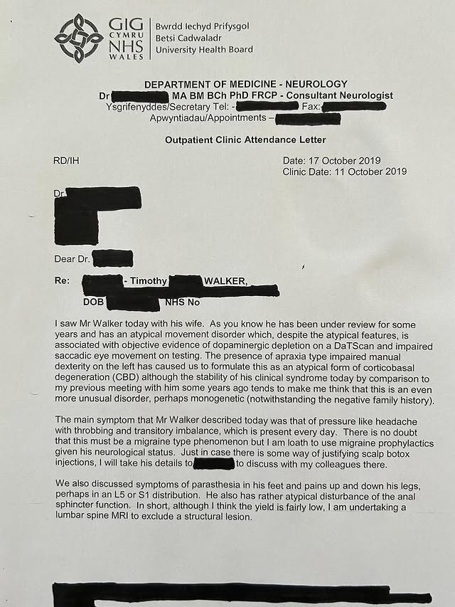 溫恩公開醫療證明指丈夫確實患有CBD。 IG / Raynor Winn 溫恩公開醫療證明指丈夫確實患有CBD。 IG / Raynor Winn
