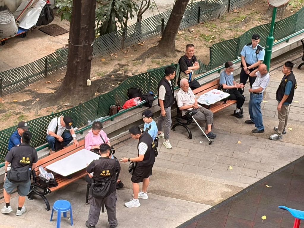 警方以涉嫌「在賭場以外任何場所或在街道上進行賭博」拘捕12人，年紀最大為91歲。警方提供