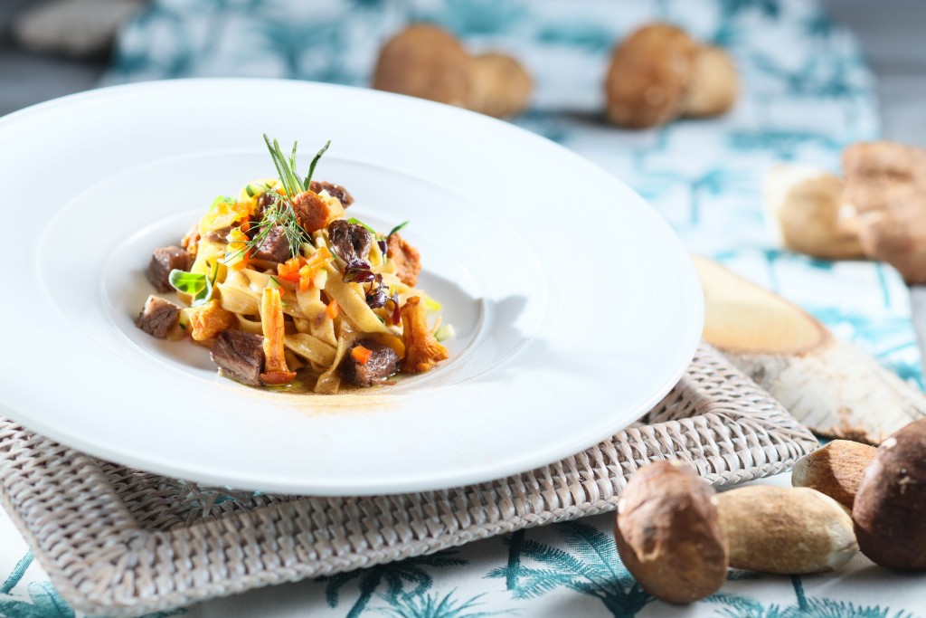 Handmade Fettuccine with Stewed Wild Boar, Black Truffle and Wild Mushroom 燴野豬肉手製意大利闊麵、黑松露及野菌 Handmade Fettuccine with Stewed Wild Boar, Black Truffle and Wild Mushroom 燴野豬肉手製意大利闊麵、黑松露及野菌