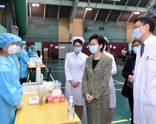 林鄭月娥呼籲市民應把握機會，踴躍參與檢測計劃。政府新聞處圖片