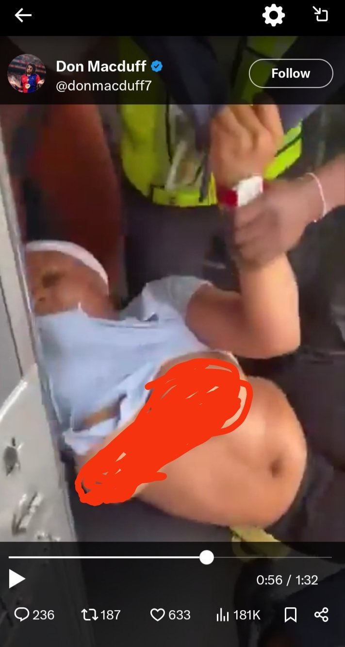 網上瘋傳埃曼森被拖下機時走光的影片。 