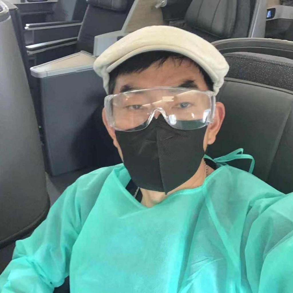 早前飛返台灣的小齊，做足防疫措施。