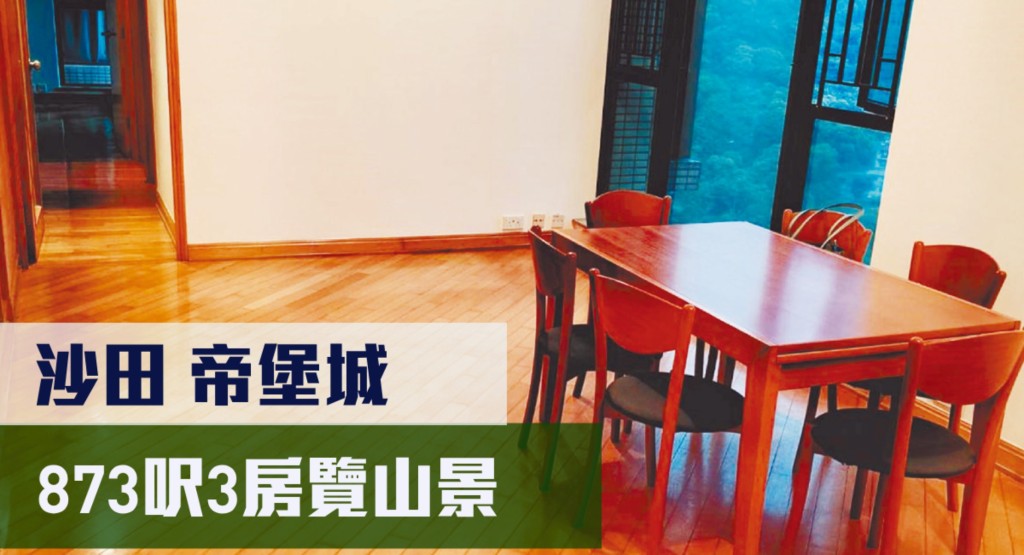 沙田帝堡城8座高層B室,實用面積873方呎,現時以月租22000元招租。