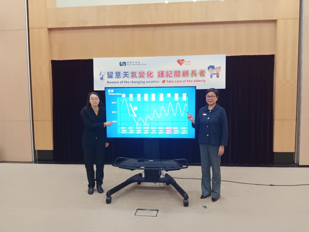香港天文台與長者安居協會提醒市民做足保暖措施。曾智華攝 香港天文台與長者安居協會提醒市民做足保暖措施。曾智華攝