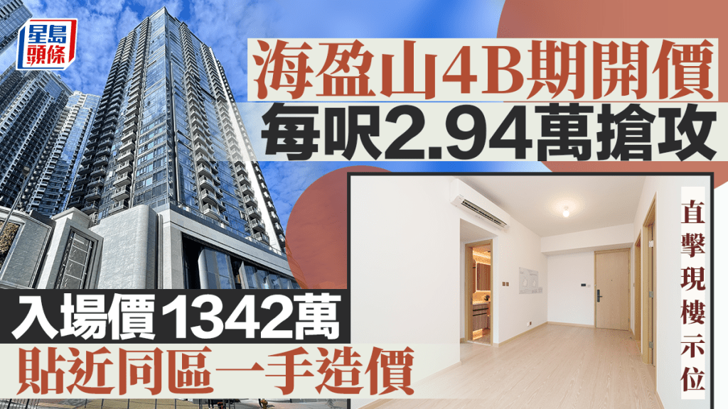 海盈山4B期開價 首批75伙 每呎2.94萬搶攻 貼近同區一手造價 入場價1342萬