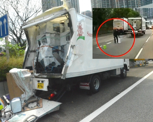 西九龍公路管制區貨車故障近1小時無人清理。
