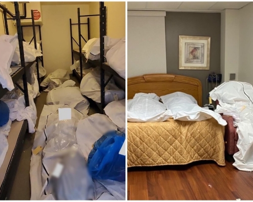 醫院貯物室以及用作進行睡眠檢查的房間也堆放著遺體。網圖