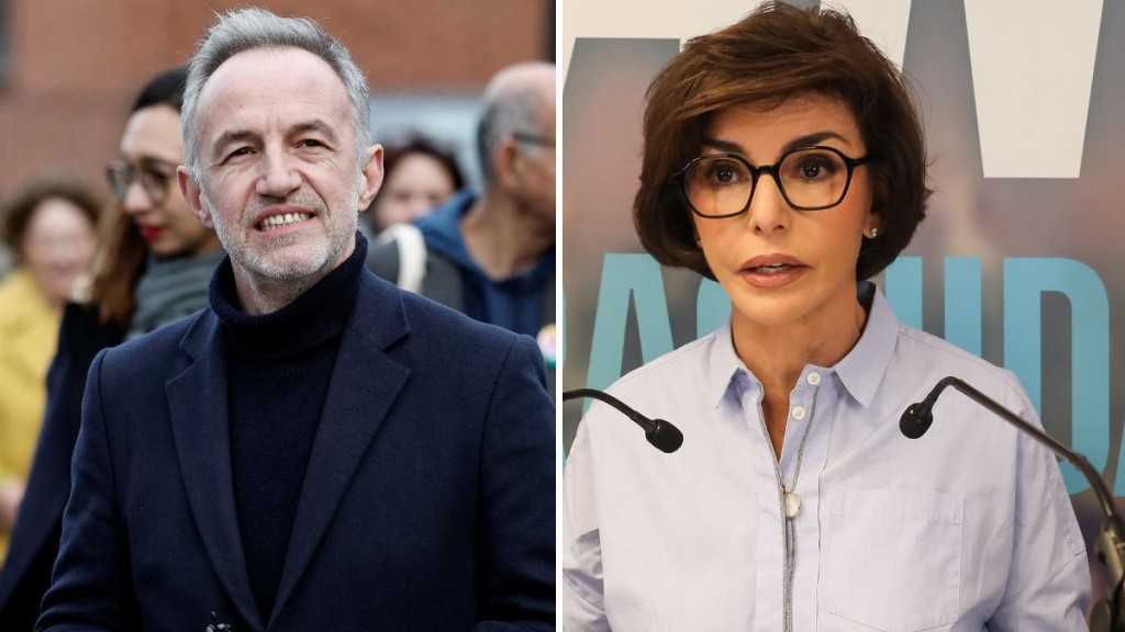 巴黎市长选举首轮投票，左翼的格雷瓜尔(左)得票领先，右翼的达蒂(右)次之。