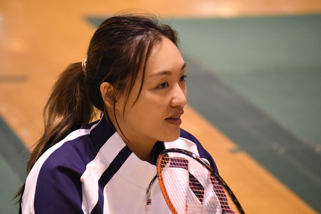 巴黎奧運前夕，香港羽毛球隊會見傳媒，謝影雪一度眼泛淚光。 吳家祺攝
