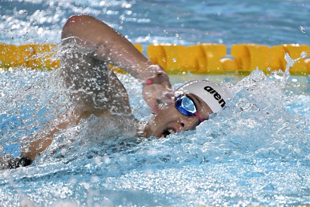 何詩蓓於短池游泳世錦賽成功衛冕200米自由泳金牌。AP