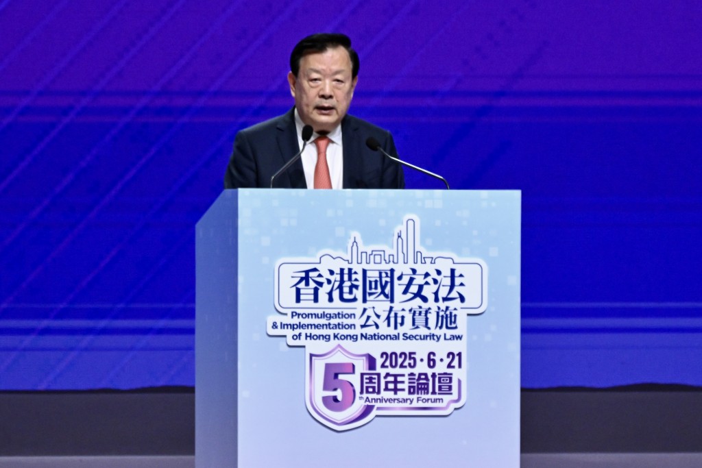 夏寶龍表示,《香港國安法》是一部具有重大歷史意義和現實意義的好法律。劉駿軒攝 夏寶龍表示,《香港國安法》是一部具有重大歷史意義和現實意義的好法律。劉駿軒攝