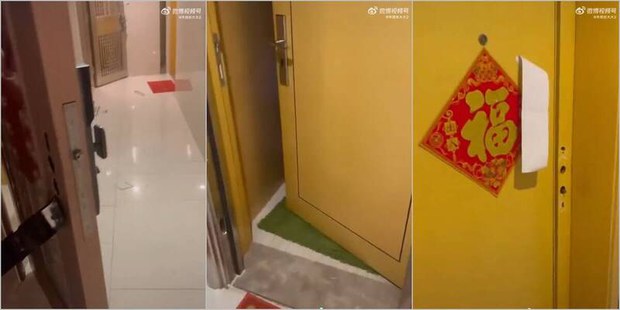 逾百戶門鎖被破壞強行入內消毒。網圖