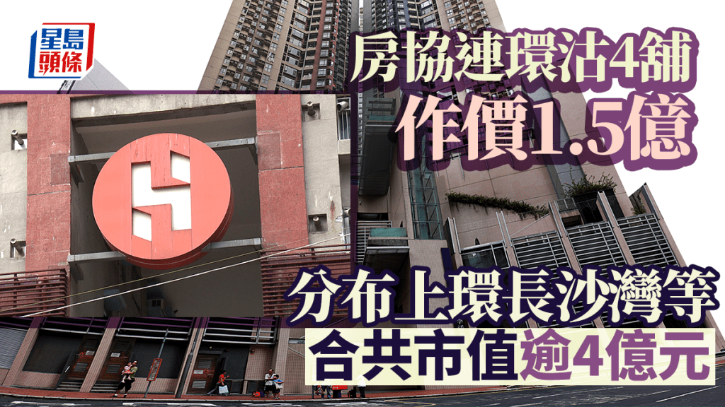 房協連環沽4舖 作價1.5億 分布上環長沙灣等 連租約回報逾6厘
