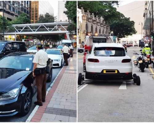 油尖警區昨日進行代號「動天」(MOVESKY)的打擊違例泊車行動。警方圖片