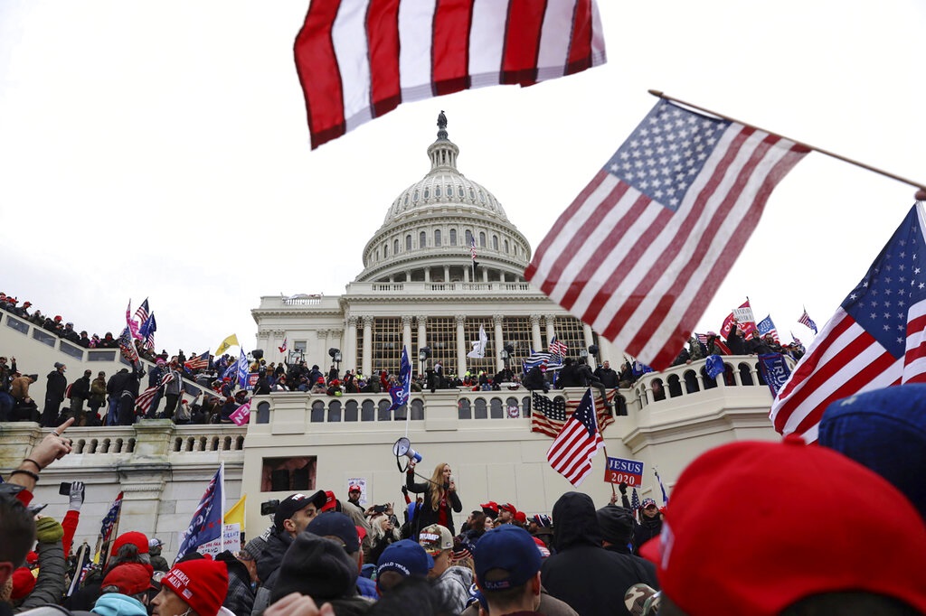 國會早前發生特朗普支持者示威暴亂。AP資料圖片