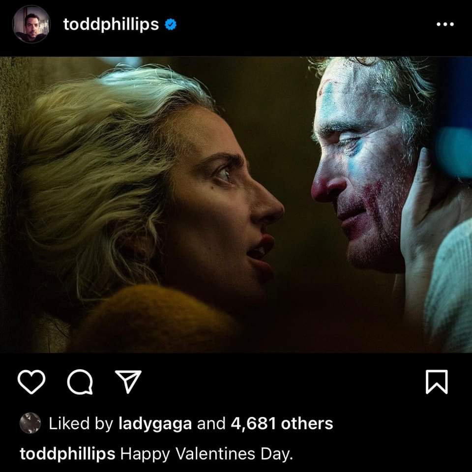 導演Todd趁情人節公開Gaga在《小丑2》的首張劇照。