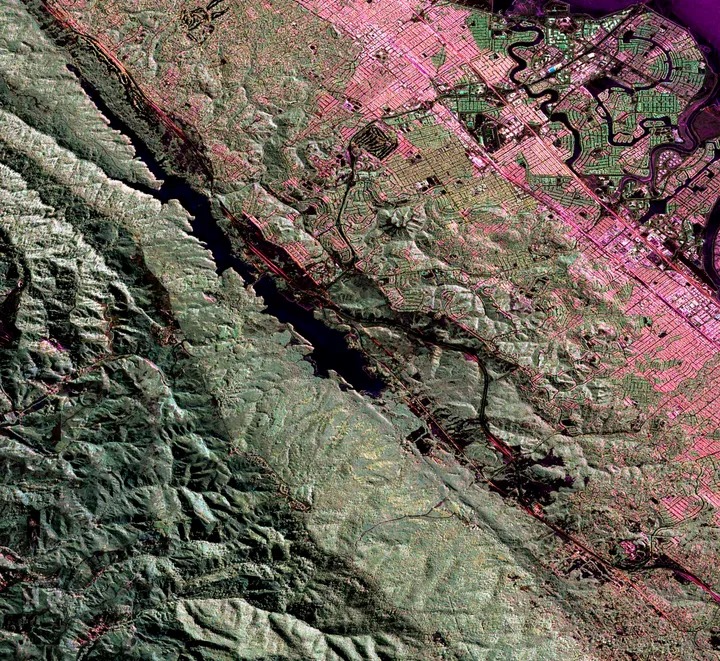 美國太空總署圖像顯示聖安德烈亞斯斷層。REUTERS
