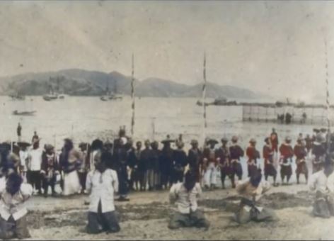 網傳指是1898年在香港斬首海盜的情況。網圖