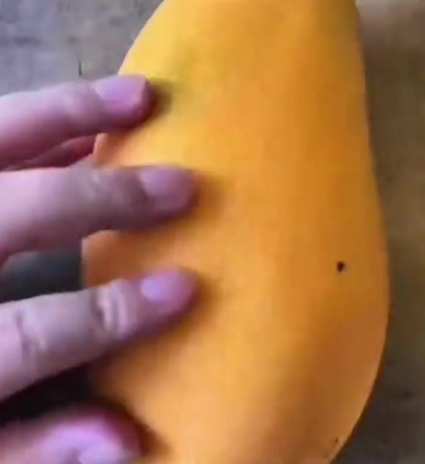 网上流传一个近乎颠覆人生的食芒果不脏手妙法。网上截图