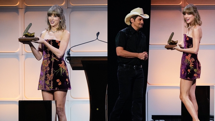 Taylor Swift打入乡谣唱作人名人堂 忆昔日遭颁奖嘉宾Brad Paisley放上千蟋蟀入巡唱巴士吓破胆