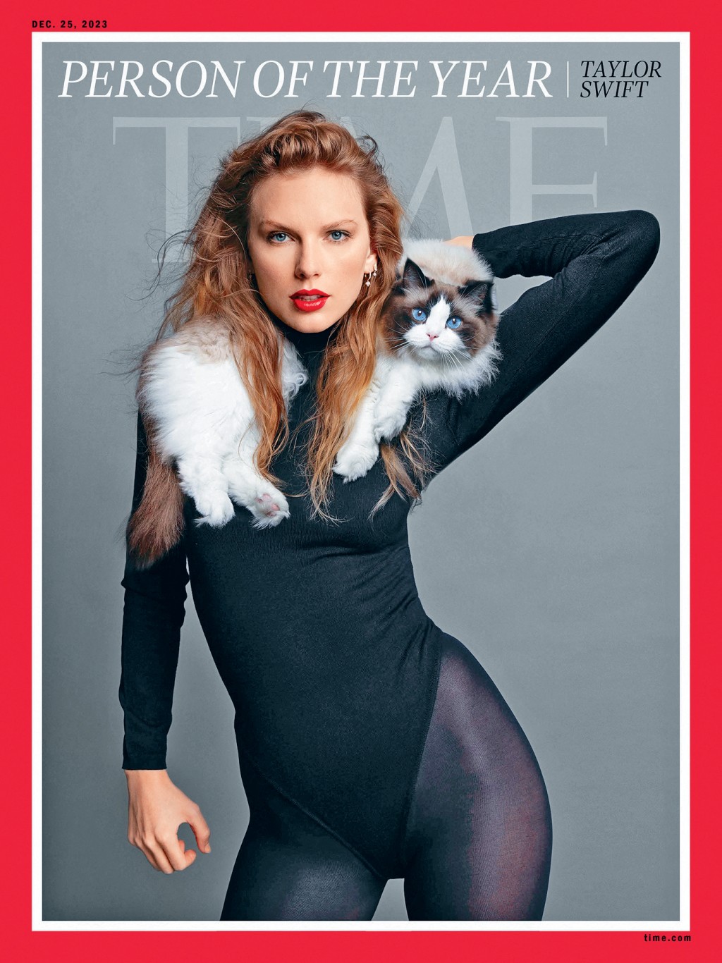 Taylor Swift偕同爱猫登上《时代》杂志封面。