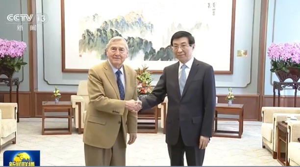 王滬寧在北京會見美國哈佛大學教授艾利森。央視新聞聯播