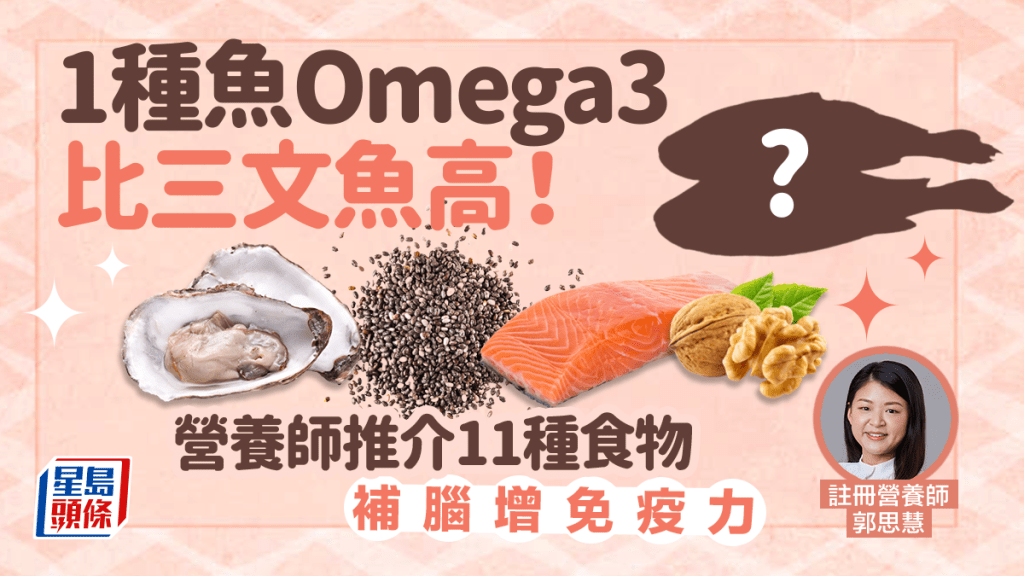1種魚Omega3比三文魚高！營養師教吃11種含Omega3食物補腦增免疫力。