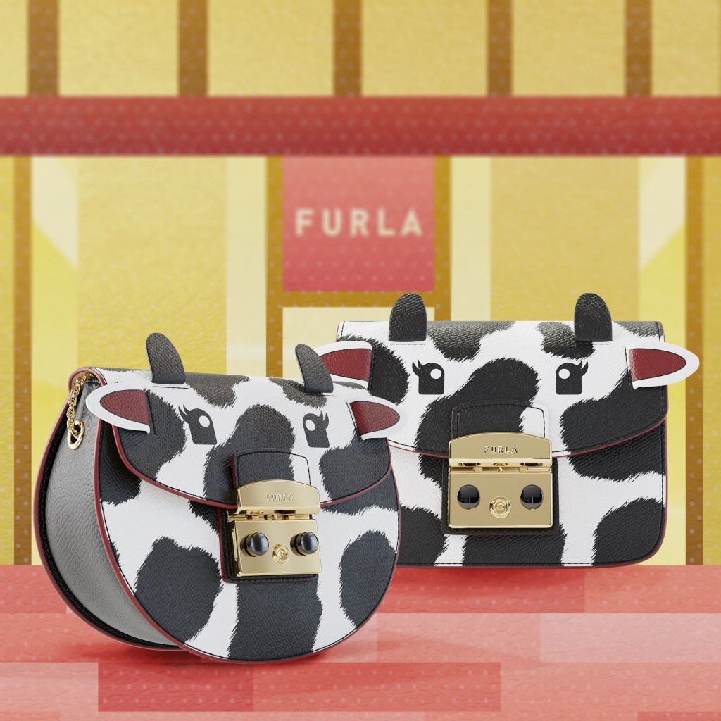 Furla Super Cow新年別注系列，以黑白色乳牛為設計靈感。