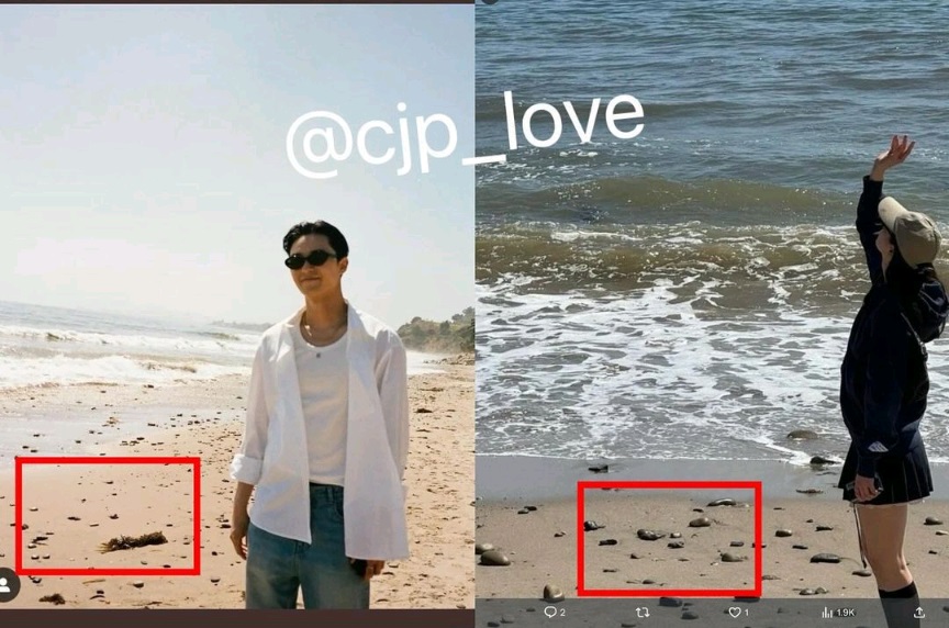 二人最近在洛杉磯同遊沙灘後互拍美照。