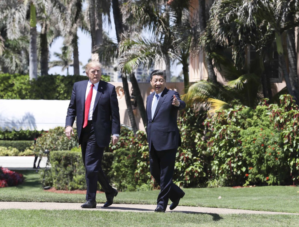 2017年4月7日習近平同特朗普舉行中美元首第二場正式會晤。新華社