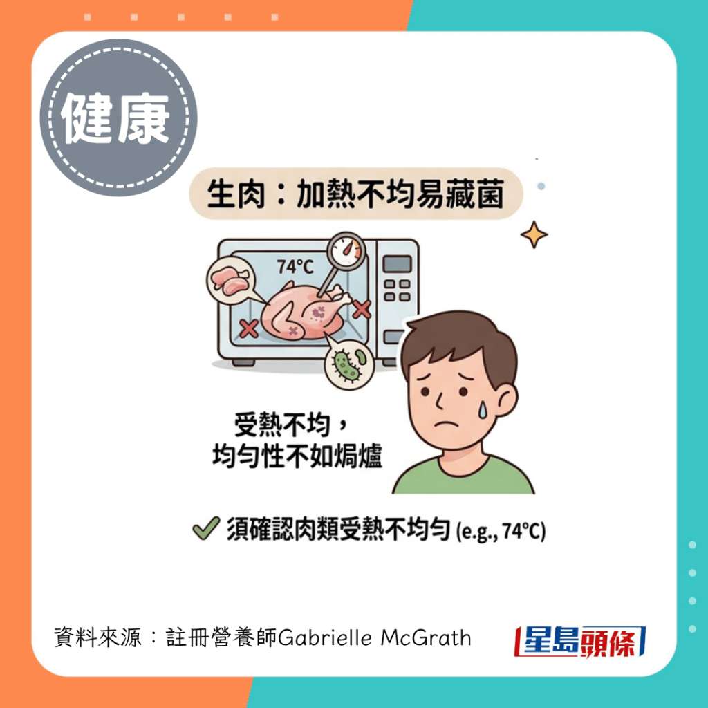 6. 生肉：加热不均易藏细菌
