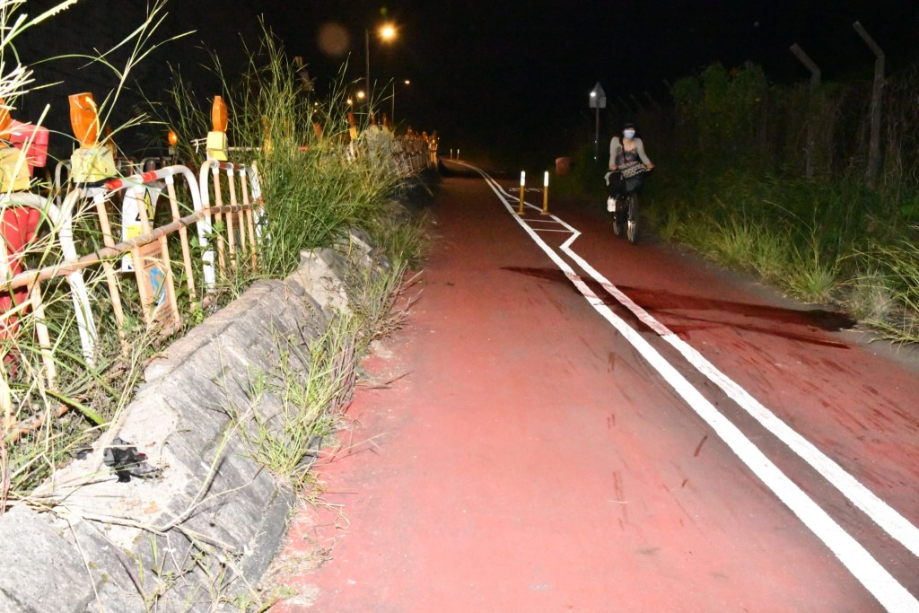 單車徑上遺下大灘血迹。