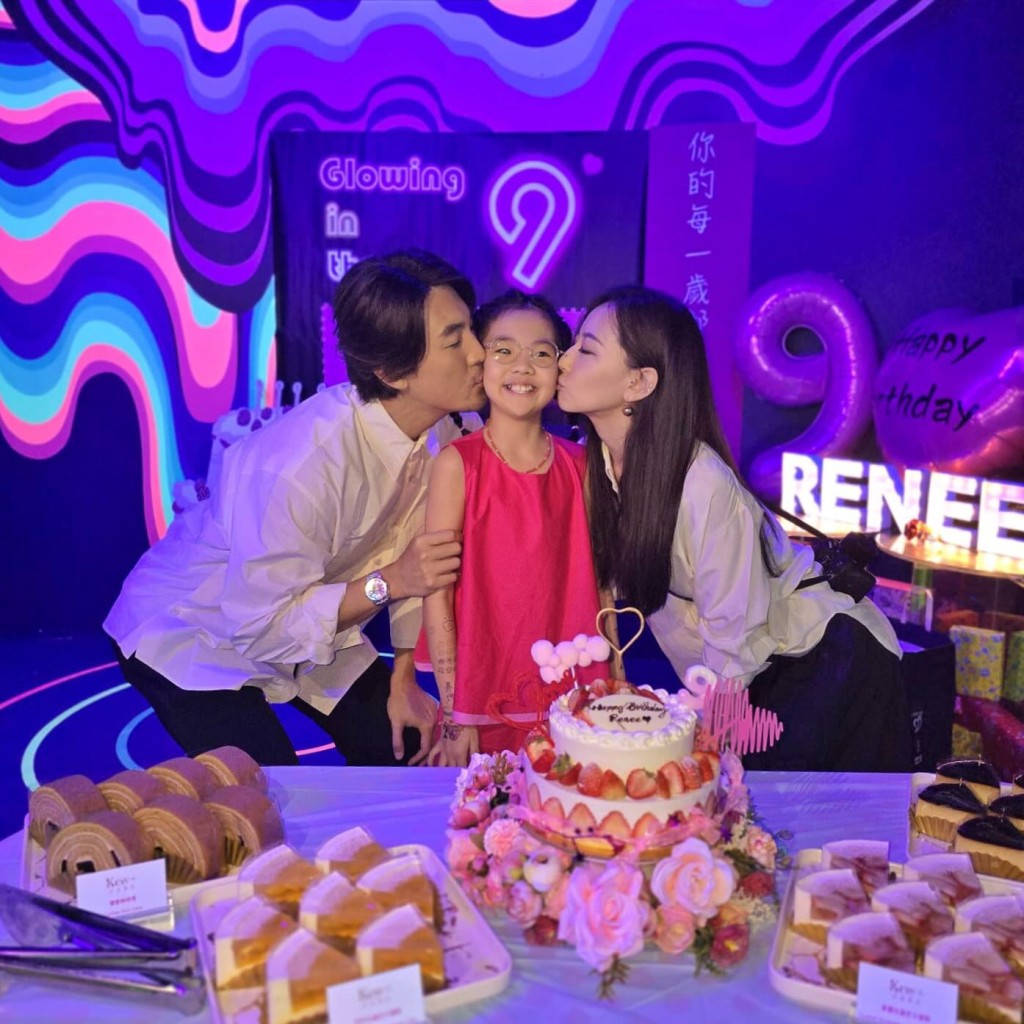 上月，譚俊彥與太太為女兒譚晴慶祝9歲生日。
