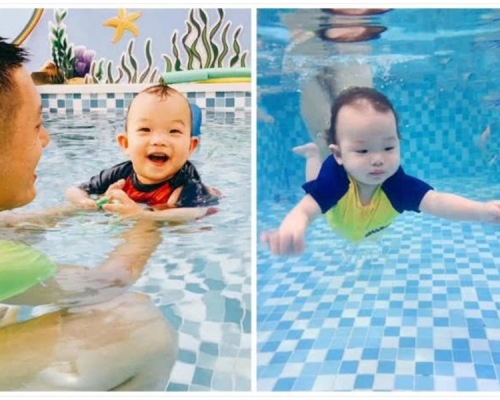 1歲BB入水能游。網圖