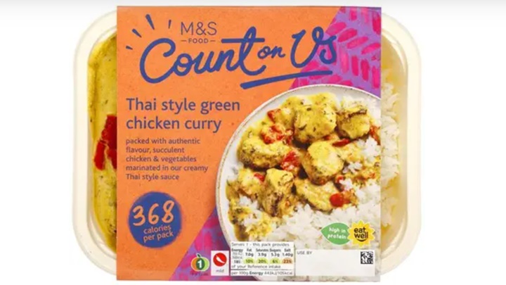 食安中心指英國馬莎一款預先包裝咖哩或含未標示甲殼及軟體類。網上圖片