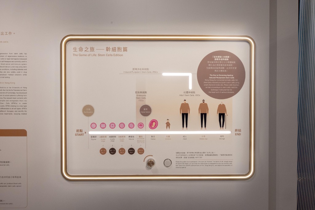 今次展覽將介紹三個過往獲獎的研究專題,並設有互動展品,包括2024年生命科學獎得主鄧宏魁的幹細胞研究為主題的「生命之旅──幹細胞篇」。 今次展覽將介紹三個過往獲獎的研究專題,並設有互動展品,包括2024年生命科學獎得主鄧宏魁的幹細胞研究為主題的「生命之旅──幹細胞篇」。