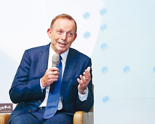 ■澳洲前總理阿博特在台灣演講。